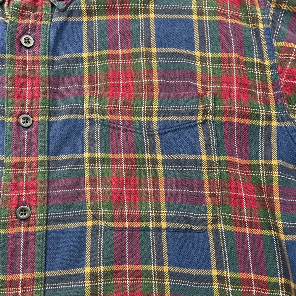 LL Bean Long Sleeve Button Down Flannel Shirt Mens Large Regular‎ Plaid 0BHF4